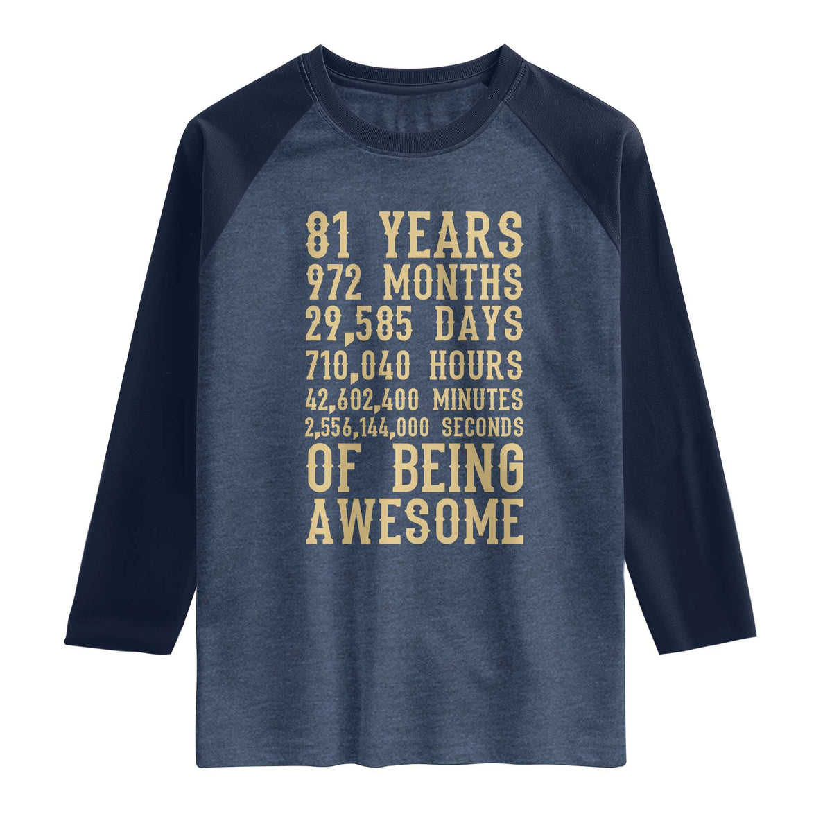 Vintage 81st Birthday Gift Raglan Shirt 81 Years Of Being Awesome