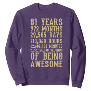 Vintage 81st Birthday Gift Sweatshirt 81 Years Of Being Awesome