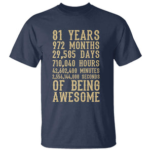 Vintage 81st Birthday Gift T Shirt 81 Years Of Being Awesome