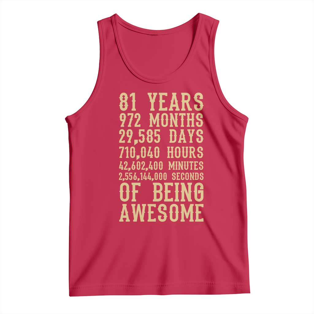Vintage 81st Birthday Gift Tank Top 81 Years Of Being Awesome
