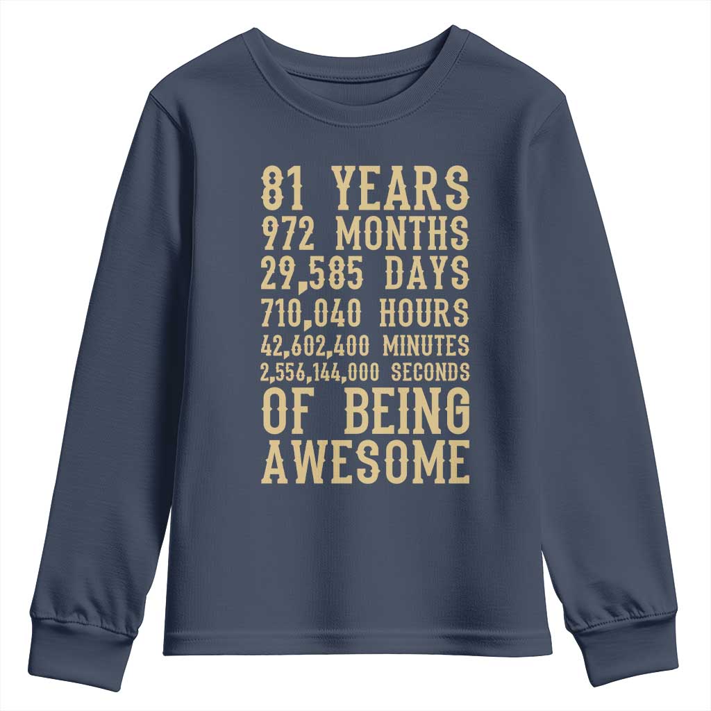 Vintage 81st Birthday Gift Youth Sweatshirt 81 Years Of Being Awesome