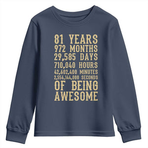 Vintage 81st Birthday Gift Youth Sweatshirt 81 Years Of Being Awesome