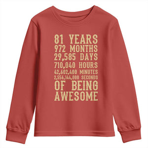 Vintage 81st Birthday Gift Youth Sweatshirt 81 Years Of Being Awesome