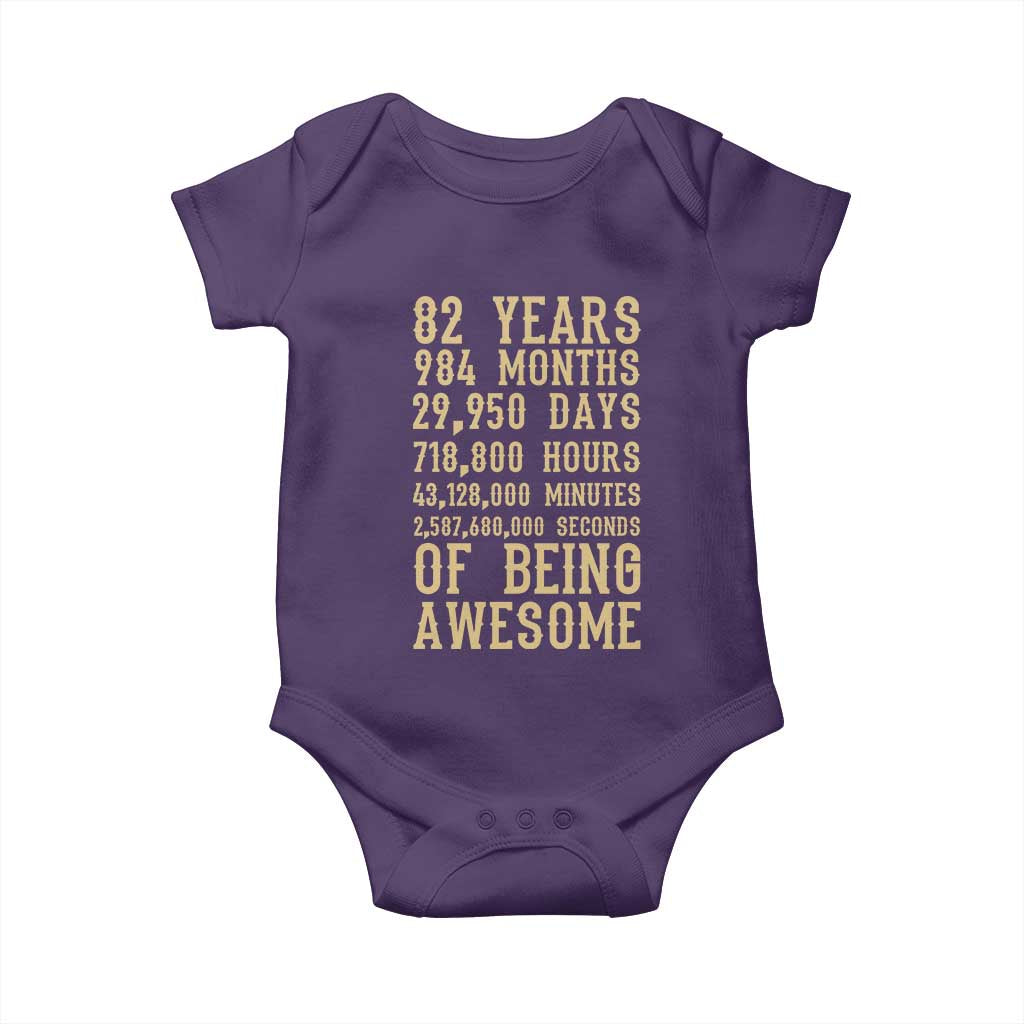 Vintage 82nd Birthday Gift Baby Onesie 82 Years Of Being Awesome