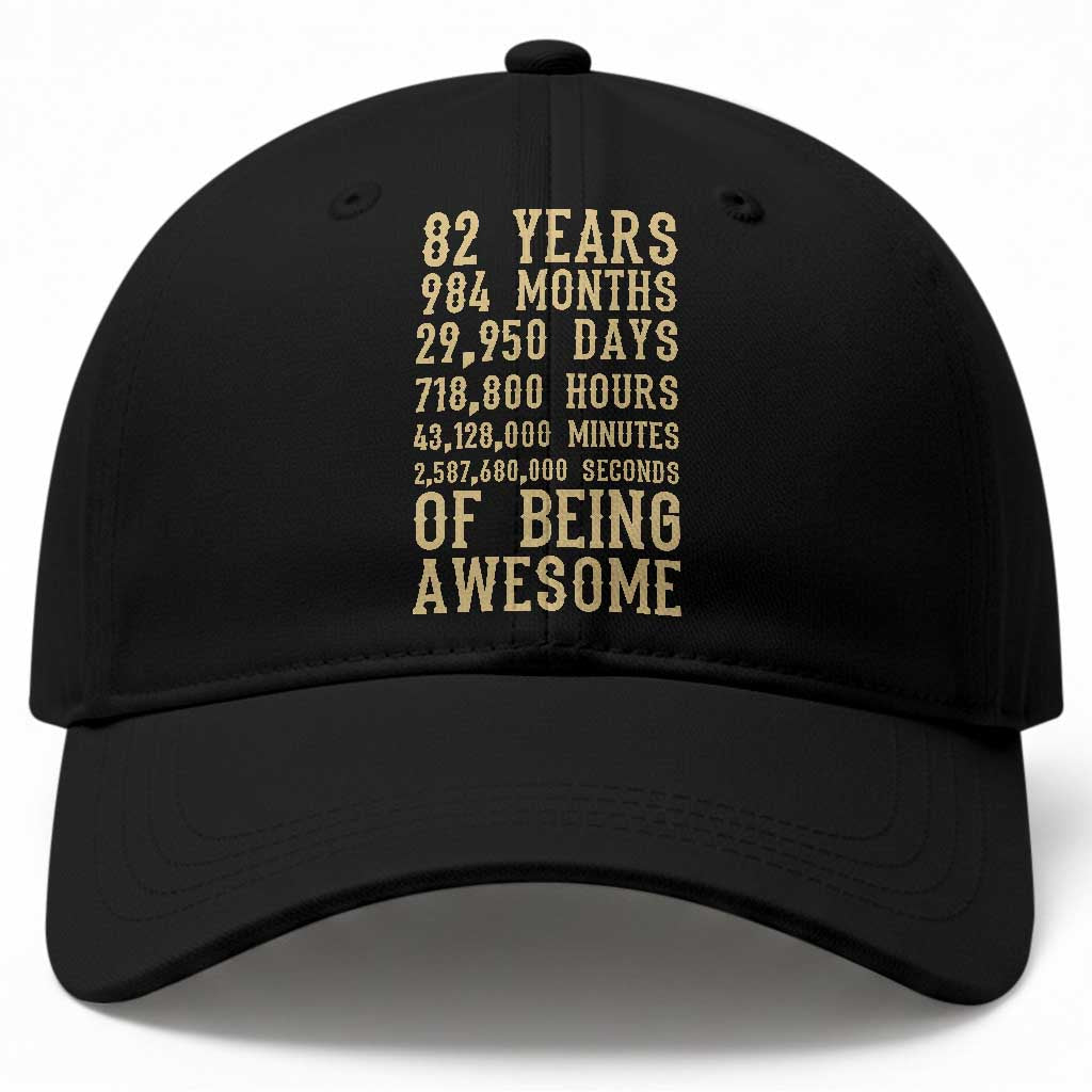 Vintage 82nd Birthday Gift Baseball Cap 82 Years Of Being Awesome TS12 Print Your Wear