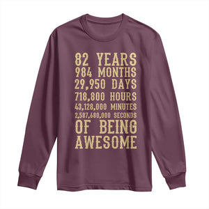 Vintage 82nd Birthday Gift Long Sleeve Shirt 82 Years Of Being Awesome