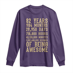 Vintage 82nd Birthday Gift Long Sleeve Shirt 82 Years Of Being Awesome