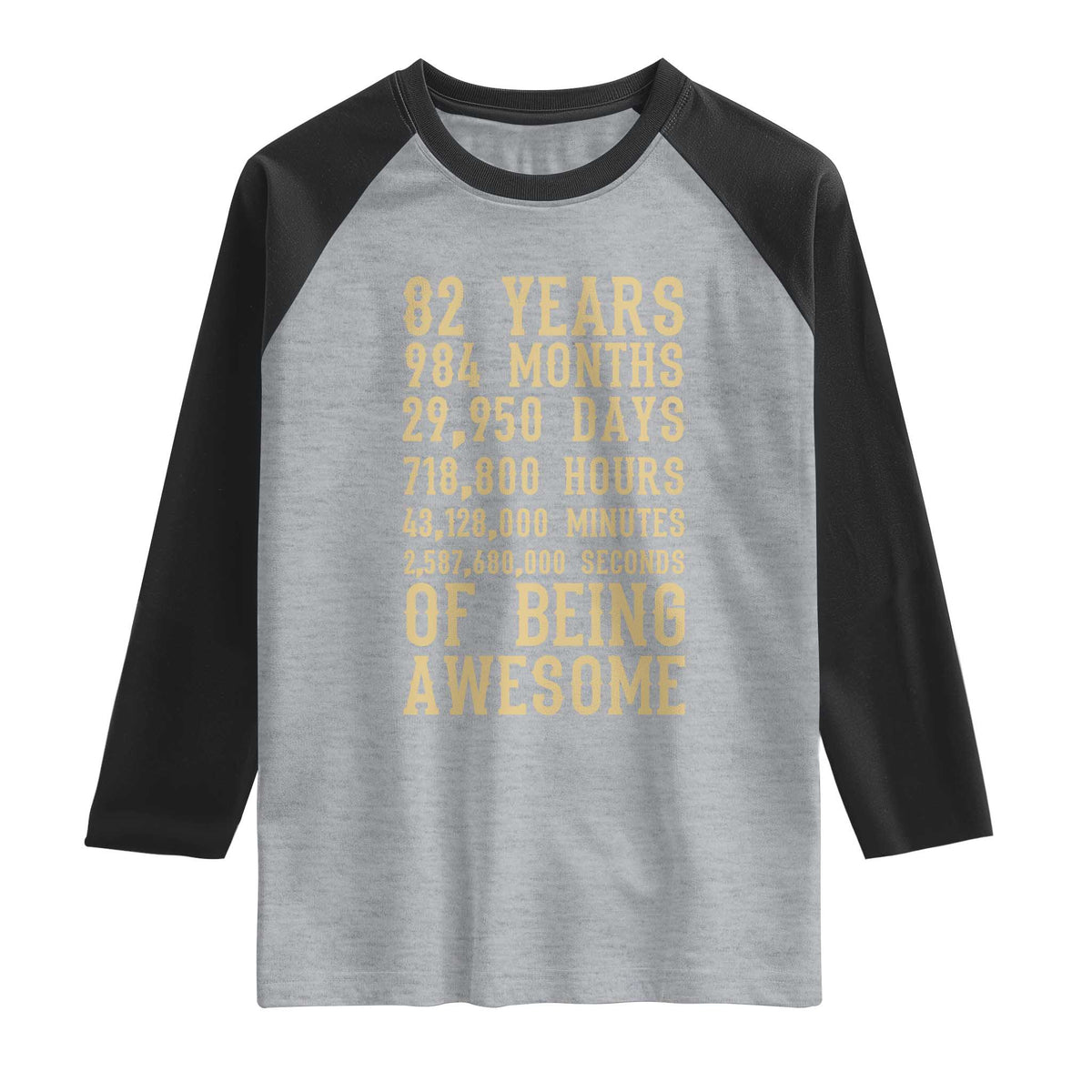 Vintage 82nd Birthday Gift Raglan Shirt 82 Years Of Being Awesome