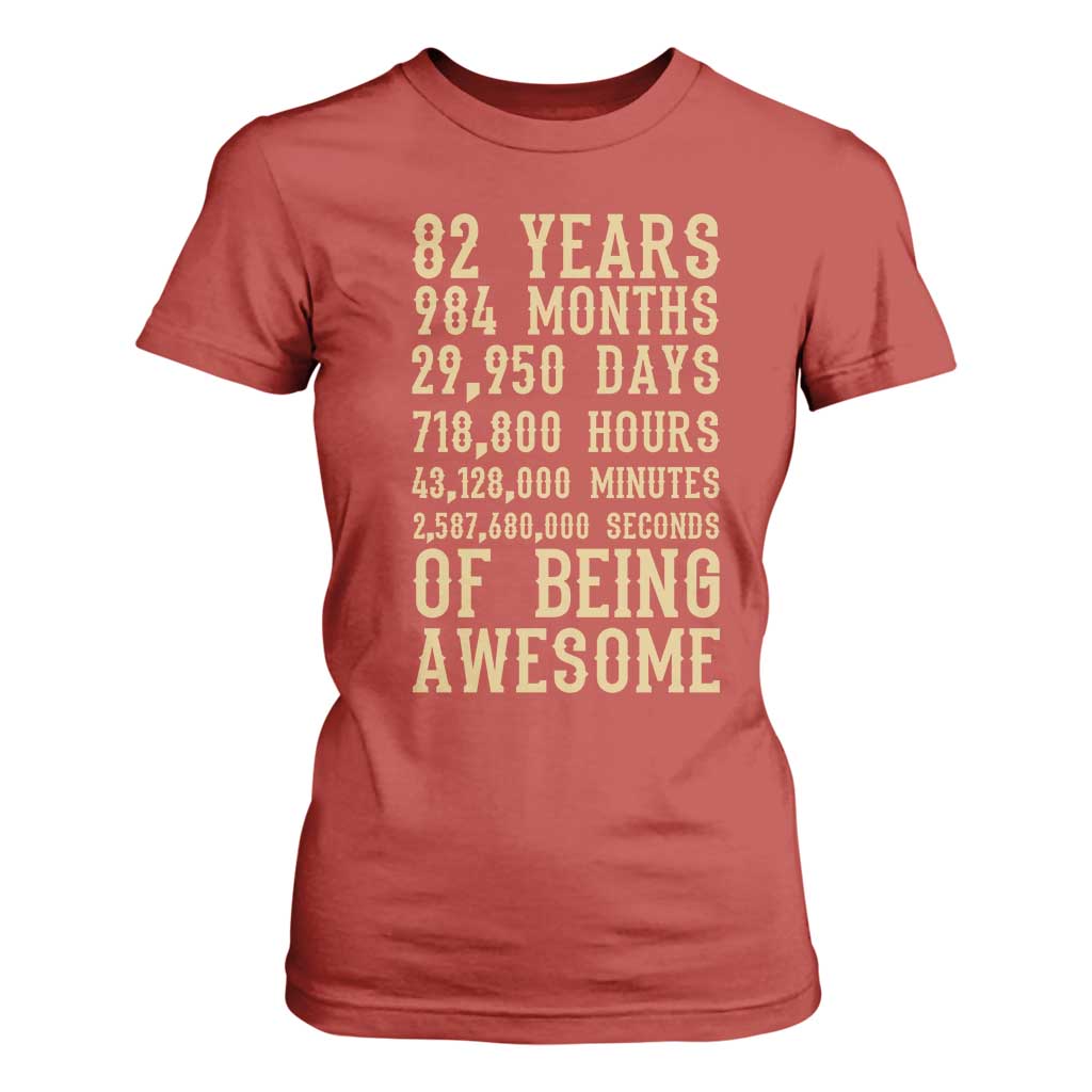 Vintage 82nd Birthday Gift T Shirt For Women 82 Years Of Being Awesome