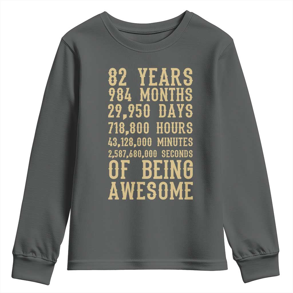 Vintage 82nd Birthday Gift Youth Sweatshirt 82 Years Of Being Awesome