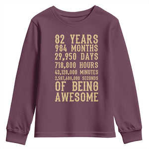 Vintage 82nd Birthday Gift Youth Sweatshirt 82 Years Of Being Awesome