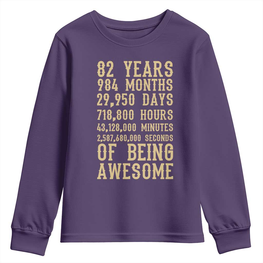 Vintage 82nd Birthday Gift Youth Sweatshirt 82 Years Of Being Awesome