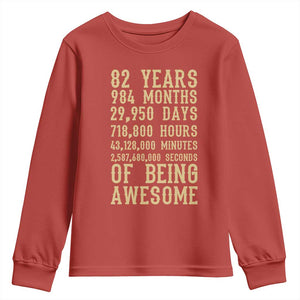 Vintage 82nd Birthday Gift Youth Sweatshirt 82 Years Of Being Awesome
