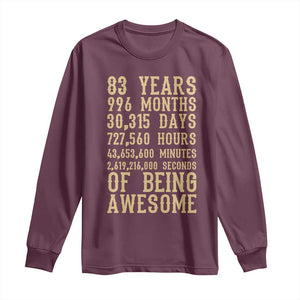 Vintage 83rd Birthday Gift Long Sleeve Shirt 83 Years Of Being Awesome