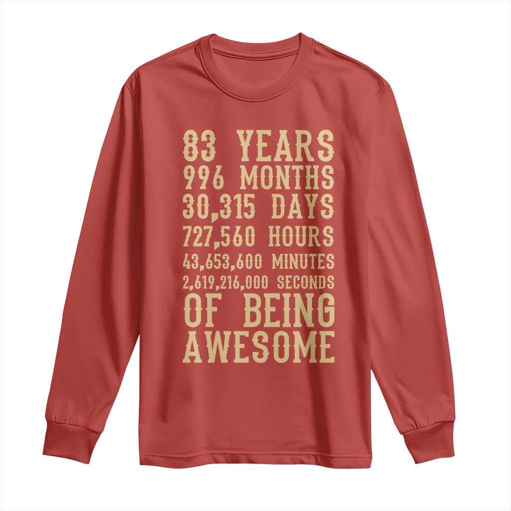 Vintage 83rd Birthday Gift Long Sleeve Shirt 83 Years Of Being Awesome