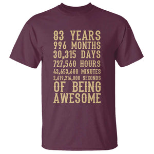 Vintage 83rd Birthday Gift T Shirt 83 Years Of Being Awesome