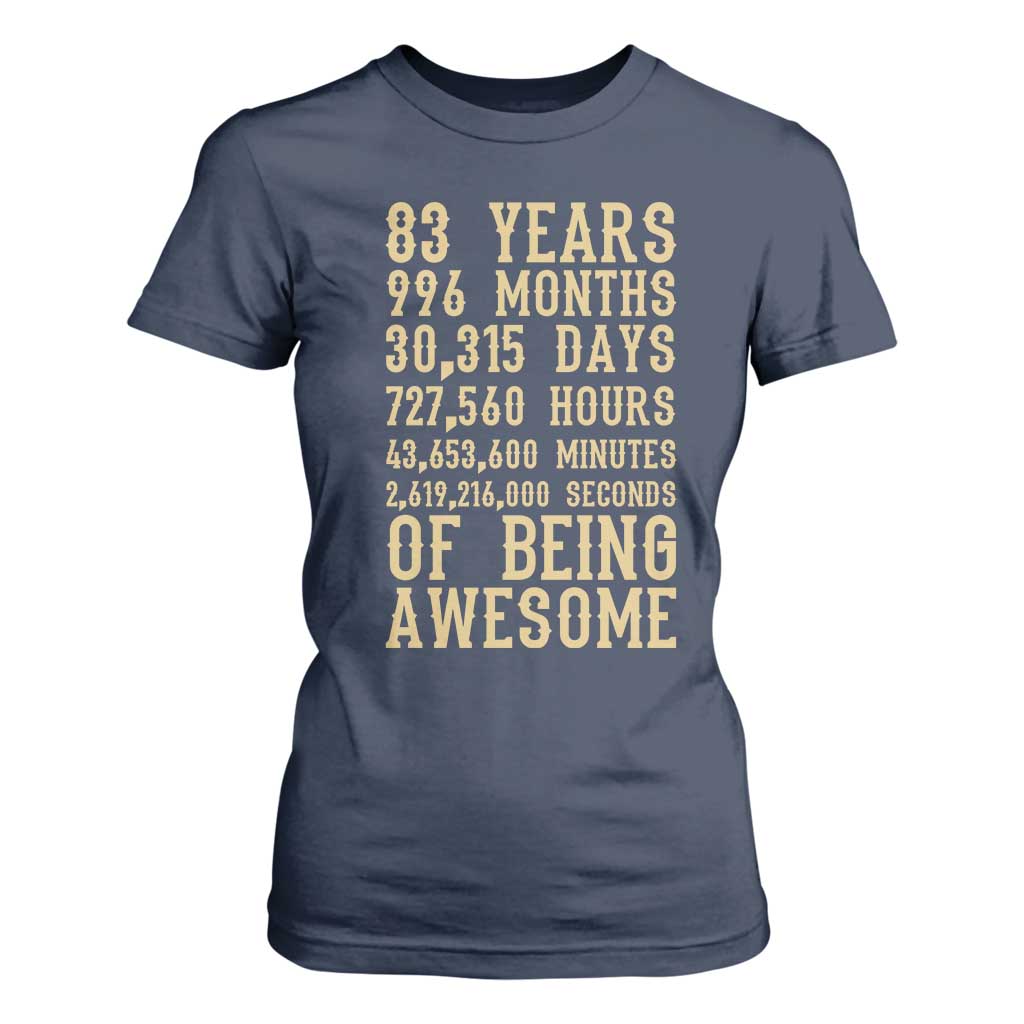Vintage 83rd Birthday Gift T Shirt For Women 83 Years Of Being Awesome