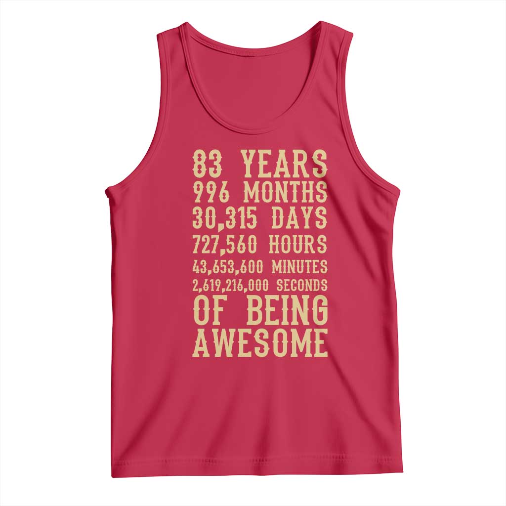 Vintage 83rd Birthday Gift Tank Top 83 Years Of Being Awesome