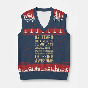 Vintage 84th Birthday Gift V-Neck Knit Sweater Vest 84 Years Of Being Awesome