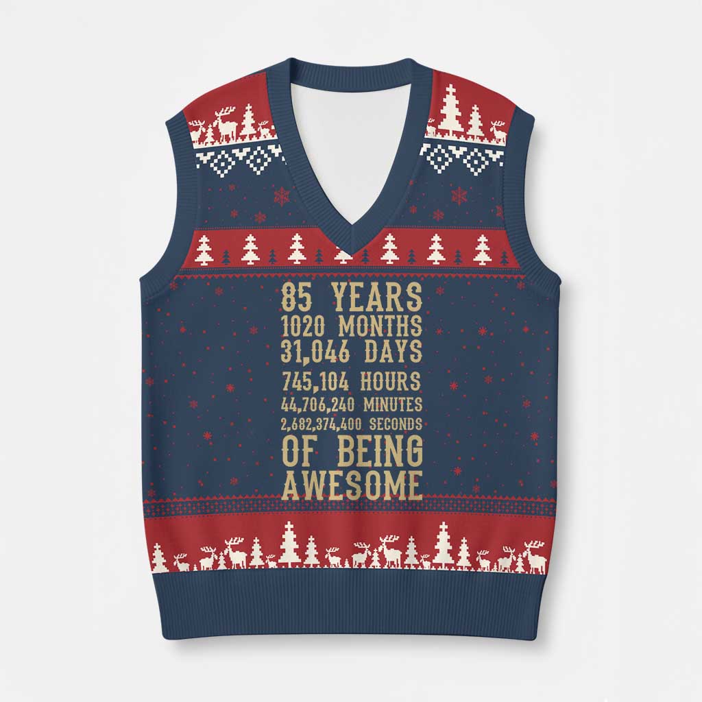 Vintage 85th Birthday Gift V-Neck Knit Sweater Vest 85 Years Of Being Awesome