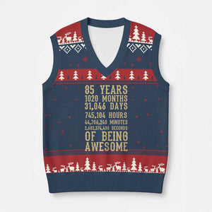 Vintage 85th Birthday Gift V-Neck Knit Sweater Vest 85 Years Of Being Awesome
