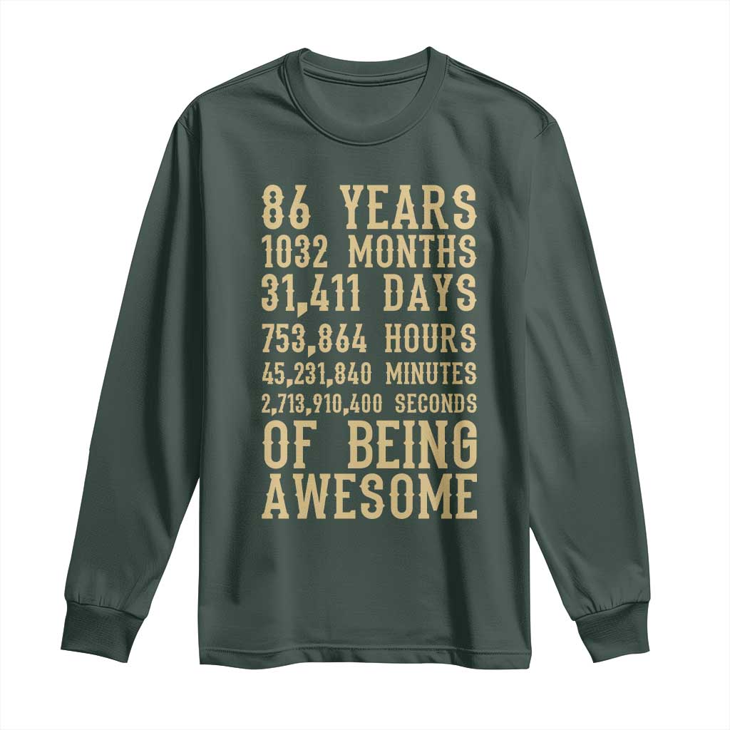 Vintage 86th Birthday Gift Long Sleeve Shirt 86 Years Of Being Awesome