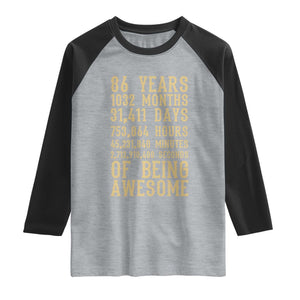 Vintage 86th Birthday Gift Raglan Shirt 86 Years Of Being Awesome