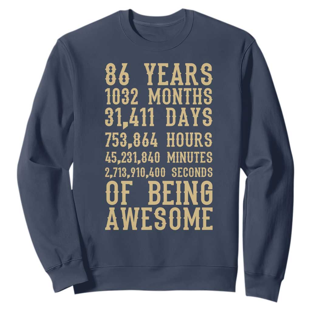 Vintage 86th Birthday Gift Sweatshirt 86 Years Of Being Awesome