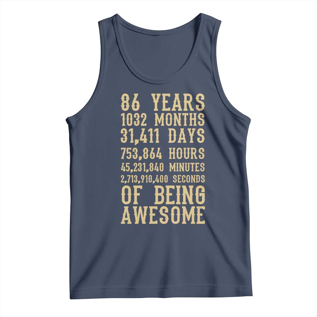 Vintage 86th Birthday Gift Tank Top 86 Years Of Being Awesome