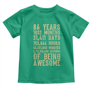 Vintage 86th Birthday Gift Toddler T Shirt 86 Years Of Being Awesome
