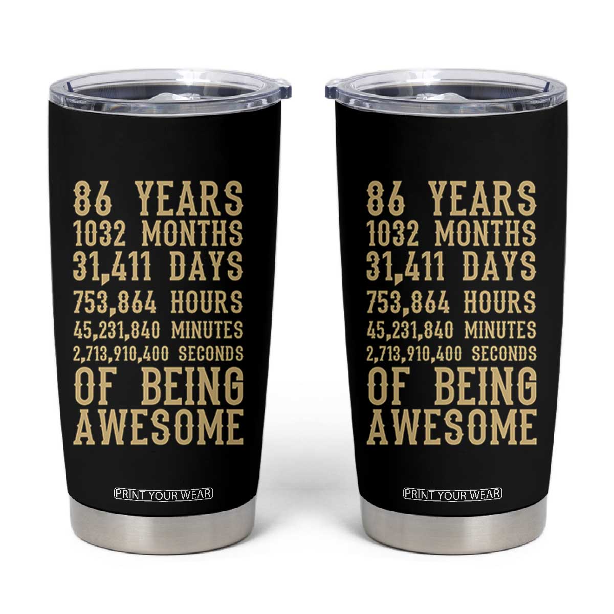 Vintage 86th Birthday Gift Tumbler Cup 86 Years Of Being Awesome