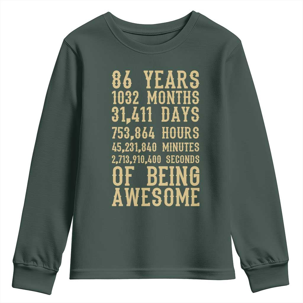 Vintage 86th Birthday Gift Youth Sweatshirt 86 Years Of Being Awesome