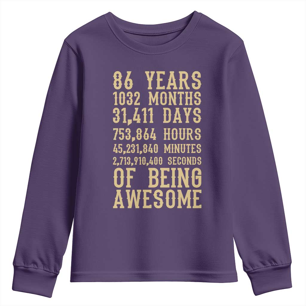 Vintage 86th Birthday Gift Youth Sweatshirt 86 Years Of Being Awesome