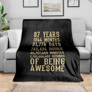 Vintage 87th Birthday Gift Throw Blanket 87 Years Of Being Awesome