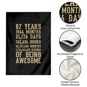 Vintage 87th Birthday Gift Garden Flag 87 Years Of Being Awesome