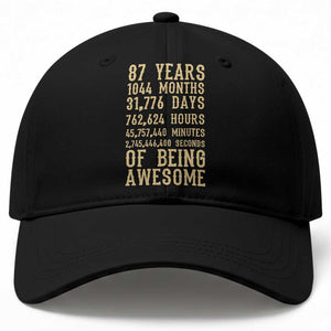 Vintage 87th Birthday Gift Baseball Cap 87 Years Of Being Awesome