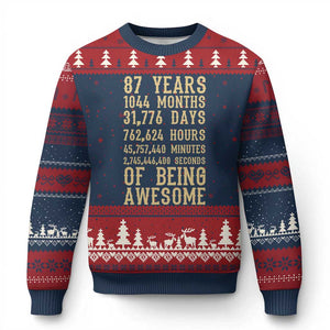 Vintage 87th Birthday Gift Ugly Christmas Sweater 87 Years Of Being Awesome