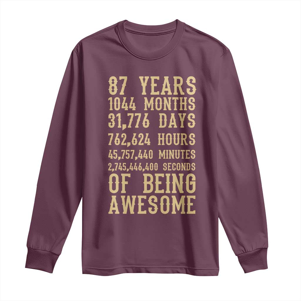 Vintage 87th Birthday Gift Long Sleeve Shirt 87 Years Of Being Awesome