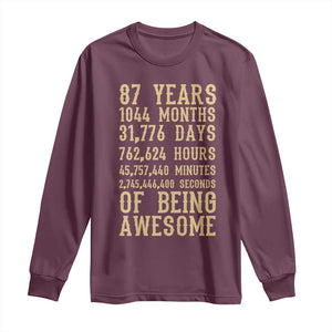 Vintage 87th Birthday Gift Long Sleeve Shirt 87 Years Of Being Awesome