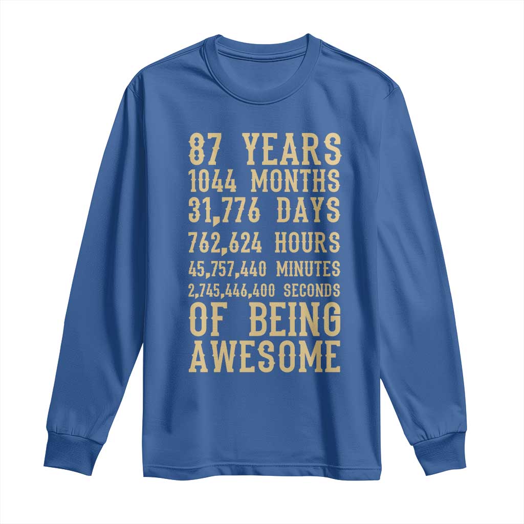 Vintage 87th Birthday Gift Long Sleeve Shirt 87 Years Of Being Awesome