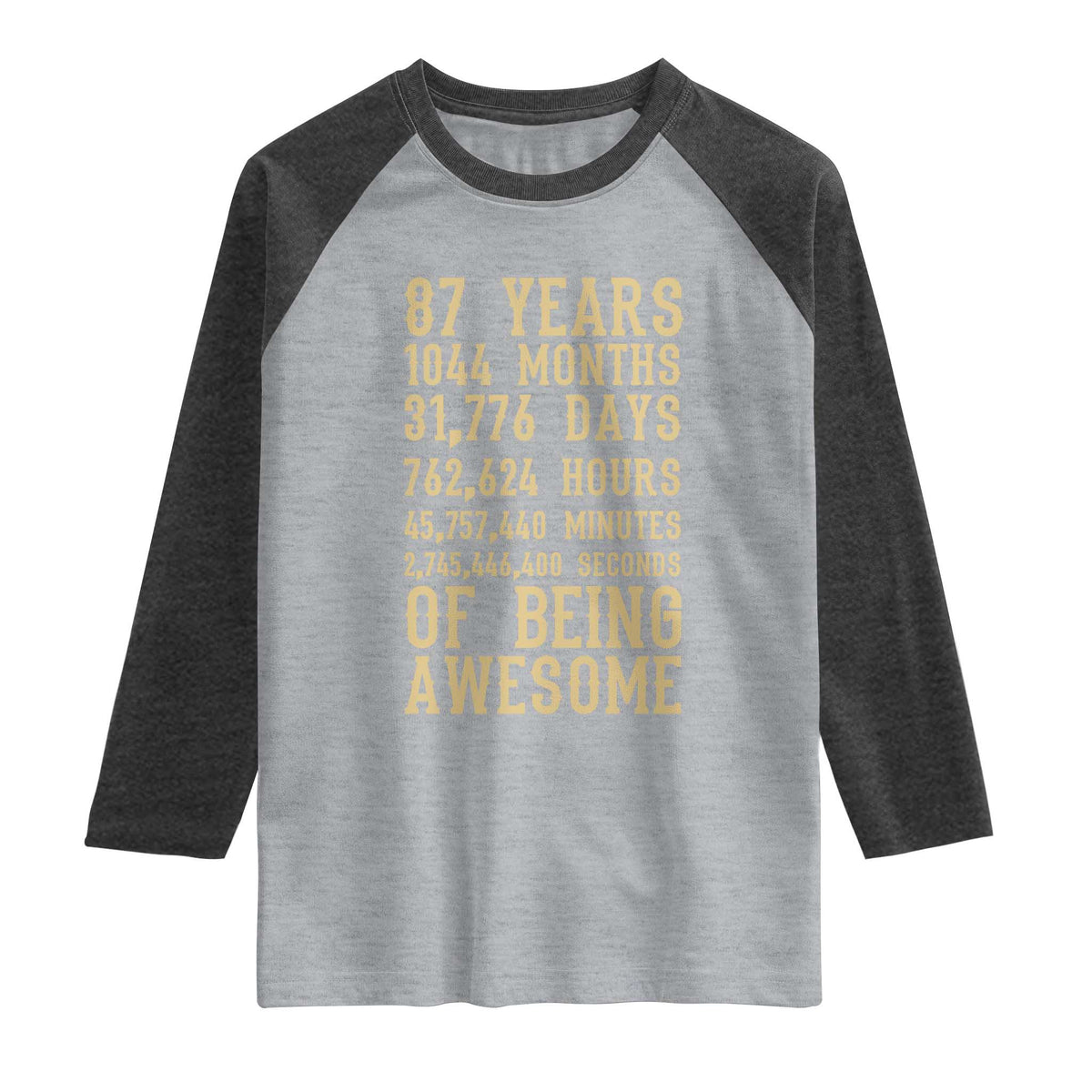 Vintage 87th Birthday Gift Raglan Shirt 87 Years Of Being Awesome