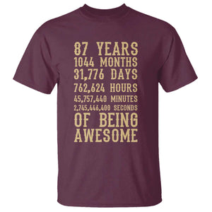 Vintage 87th Birthday Gift T Shirt 87 Years Of Being Awesome