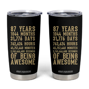 Vintage 87th Birthday Gift Tumbler Cup 87 Years Of Being Awesome