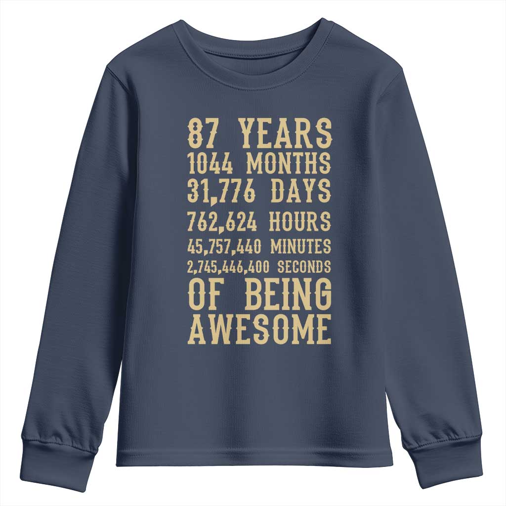 Vintage 87th Birthday Gift Youth Sweatshirt 87 Years Of Being Awesome