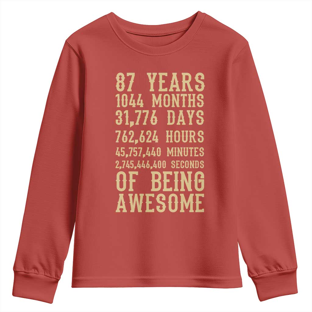 Vintage 87th Birthday Gift Youth Sweatshirt 87 Years Of Being Awesome