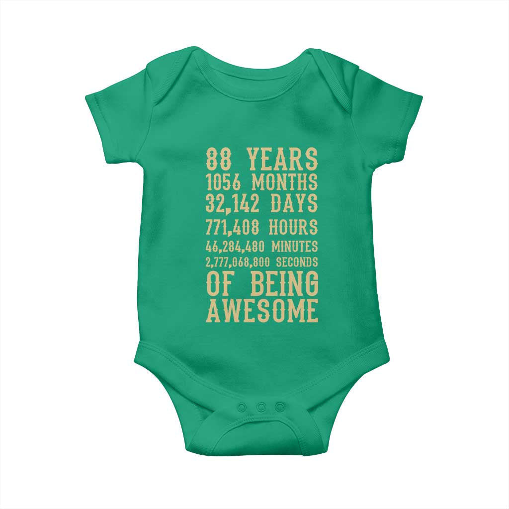Vintage 88th Birthday Gift Baby Onesie 88 Years Of Being Awesome