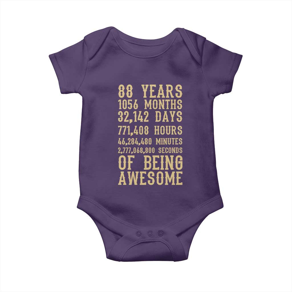 Vintage 88th Birthday Gift Baby Onesie 88 Years Of Being Awesome