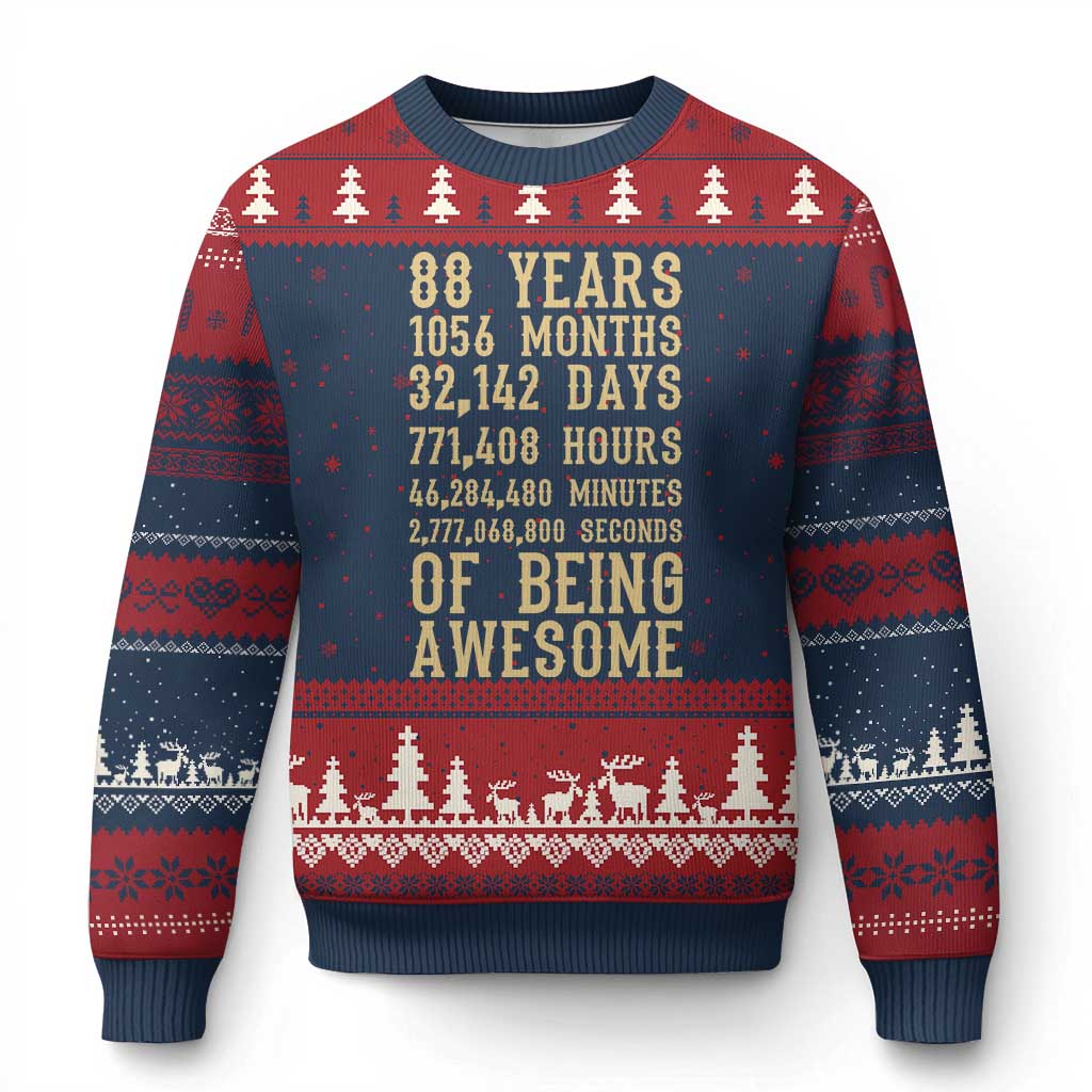 Vintage 88th Birthday Gift Ugly Christmas Sweater 88 Years Of Being Awesome