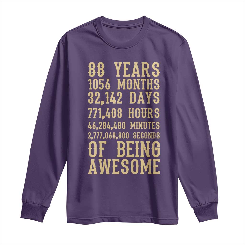 Vintage 88th Birthday Gift Long Sleeve Shirt 88 Years Of Being Awesome
