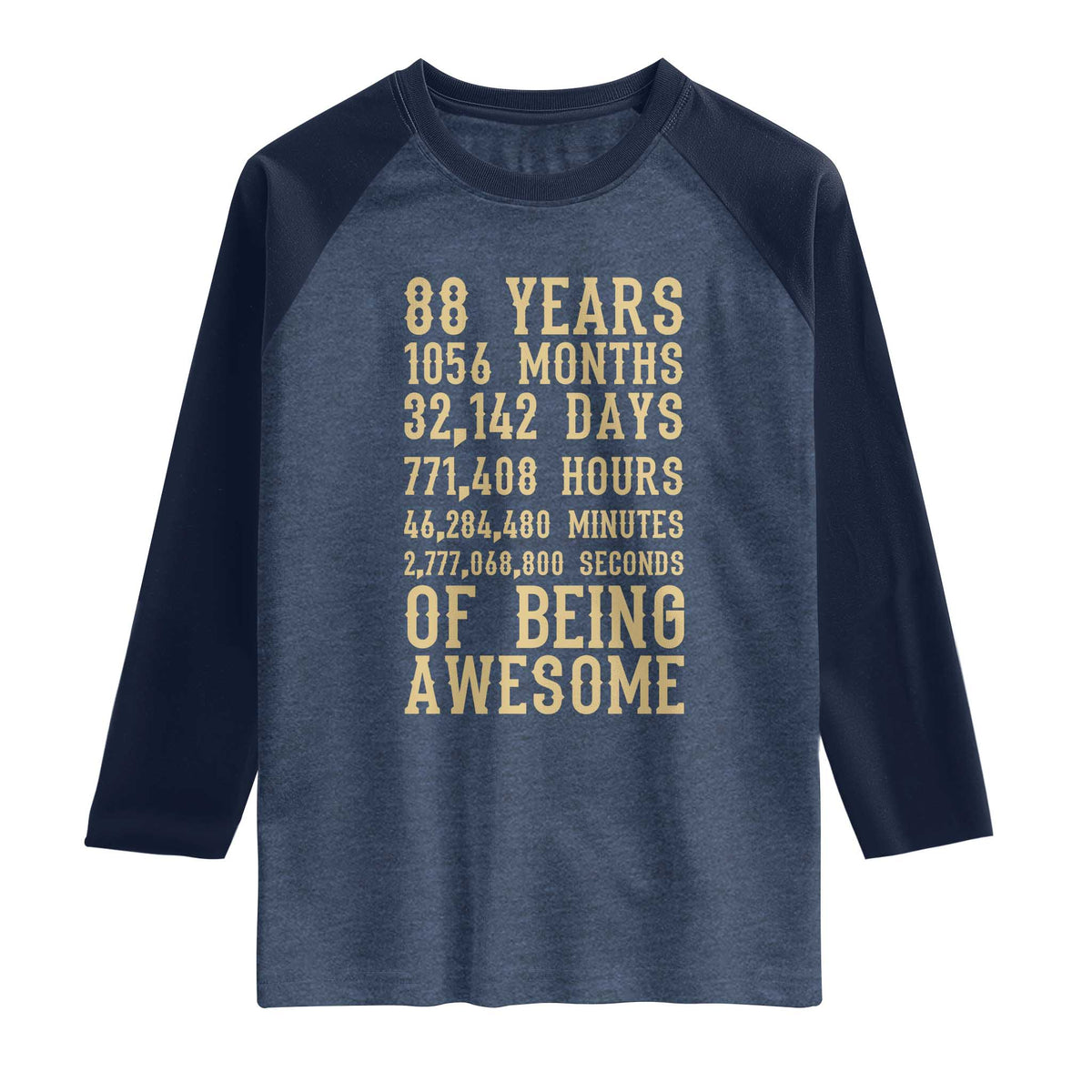 Vintage 88th Birthday Gift Raglan Shirt 88 Years Of Being Awesome